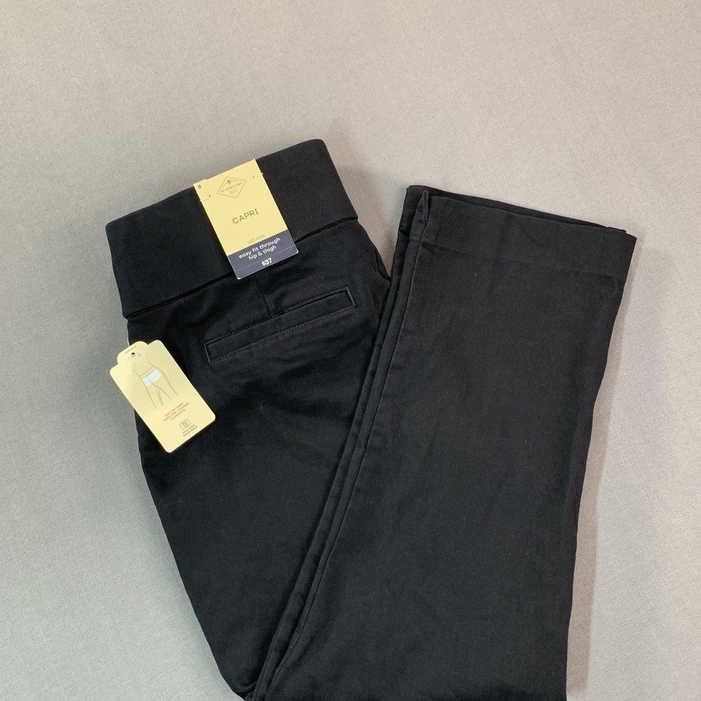 NEW St. John's Bay Capri Pants Womens 8 Black Secretly Slender Pull On Mid 32x23